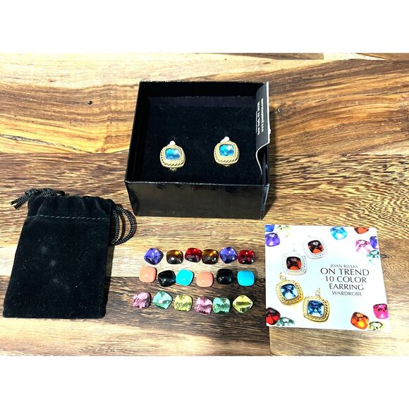 Joan Rivers On Trend 10 Color Clip On Earring Wardrobe Set New - Picture 1 of 4